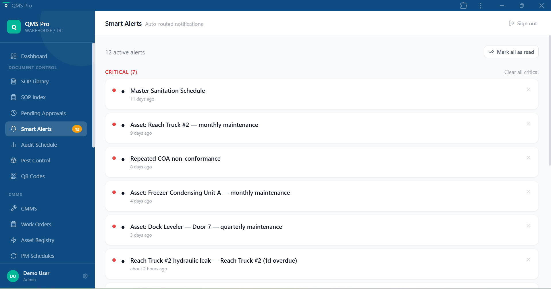 Smart alerts feed